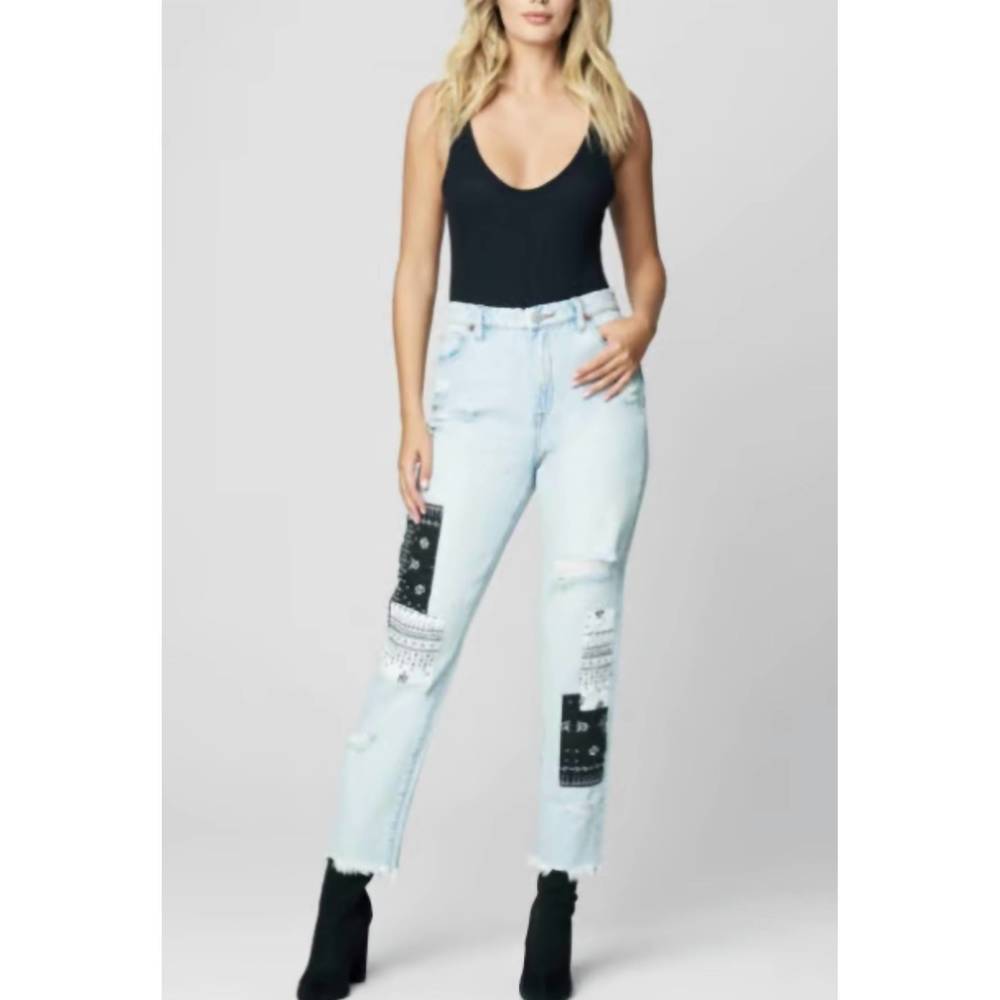 NEW BLANKNYC the madison late night out high rise crop patchwork jeans in late n